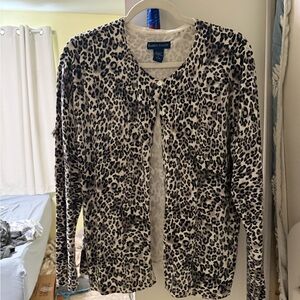 Karen Scott Animal Print Top in Black and Cream